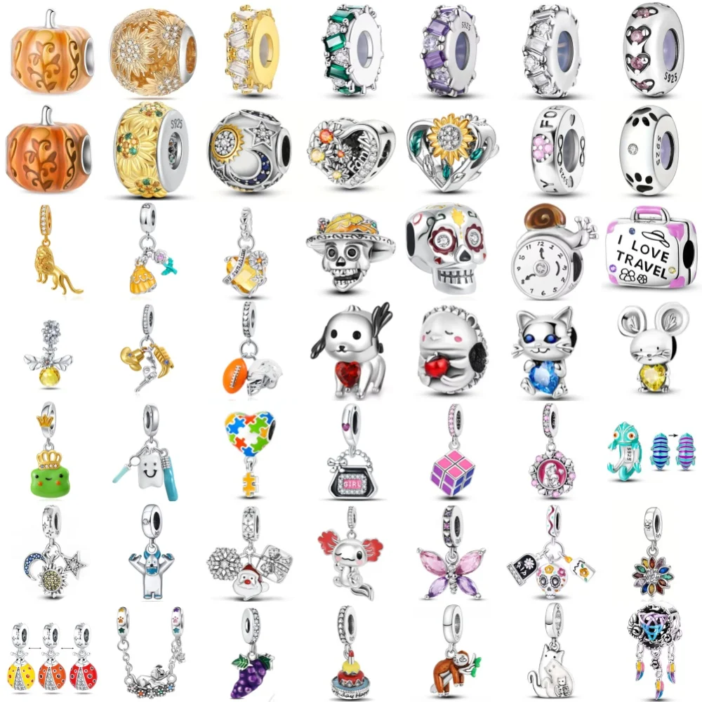 European Hot Sales 925 Silver, Butterfly, Heart, Flower Bead Pendant, Original Bracelet DIY Accessories Exquisite Jewelry Gifts
