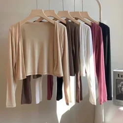 Neue Shrugs Frauen Solide Atmungs Sonnenschutz Bolero Hemd Tops Strickjacken Koreanischen Stil Weibliche Alle-spiel Schal Modal Chic tops