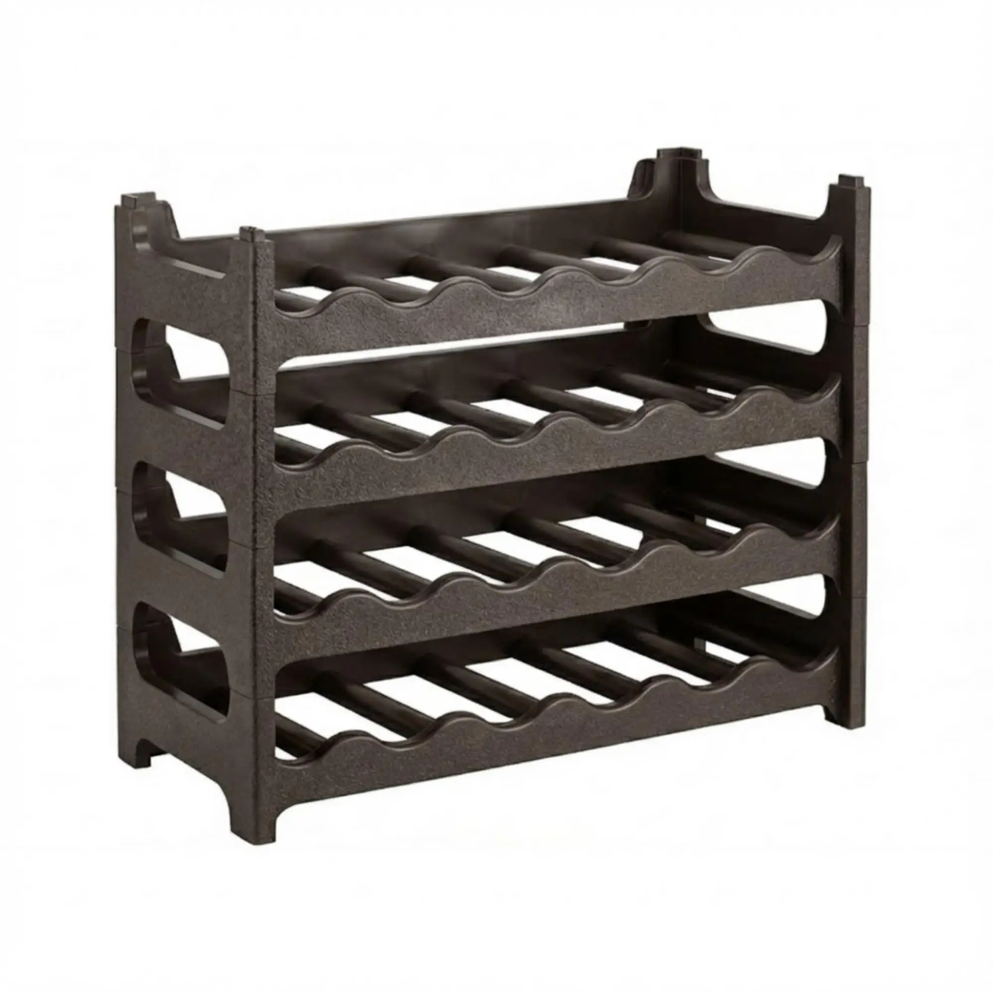 Boîte à vin modulaire empilable en plastique, porte-bouteilles effet cuir martelé, 6 bouteilles par module, étagères Salvation - Corten marron 24