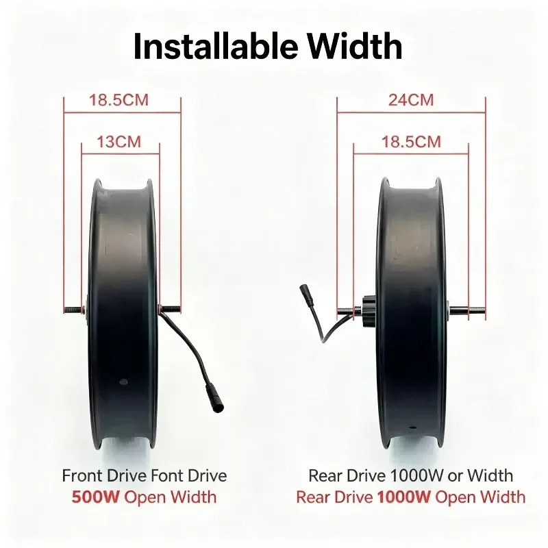Hub Motor Wheel Set 20X4.0 500W 1000W Integrated Front Rear Motor For Snow Fat Bike Electric Bicycle Replacement Accessory