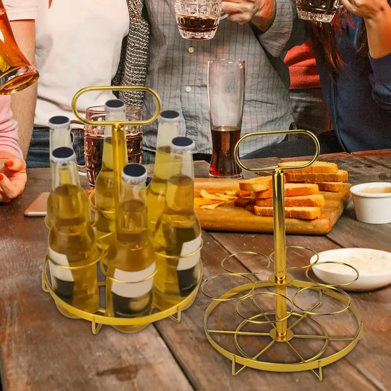 رف تخزين المشروبات 6 زجاجات منظم البيرة رف النبيذ سلة اليد حامل عرض الشرب للمطاعم والنوادي الليلية والرقص #3