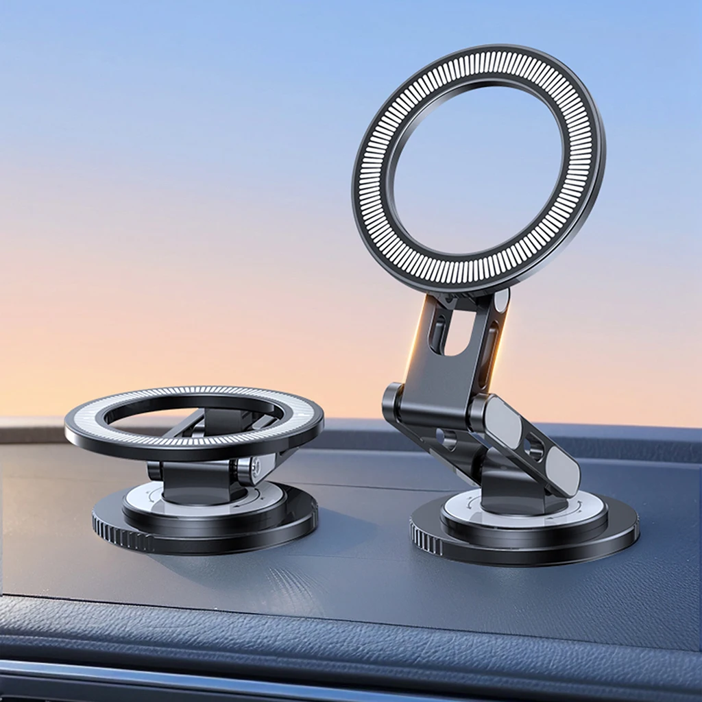 

360° Adjustable Aluminum Alloy Smartphone Holder Magnetic Foldable Car Phone Mounting Bracket Mobile Stand Support