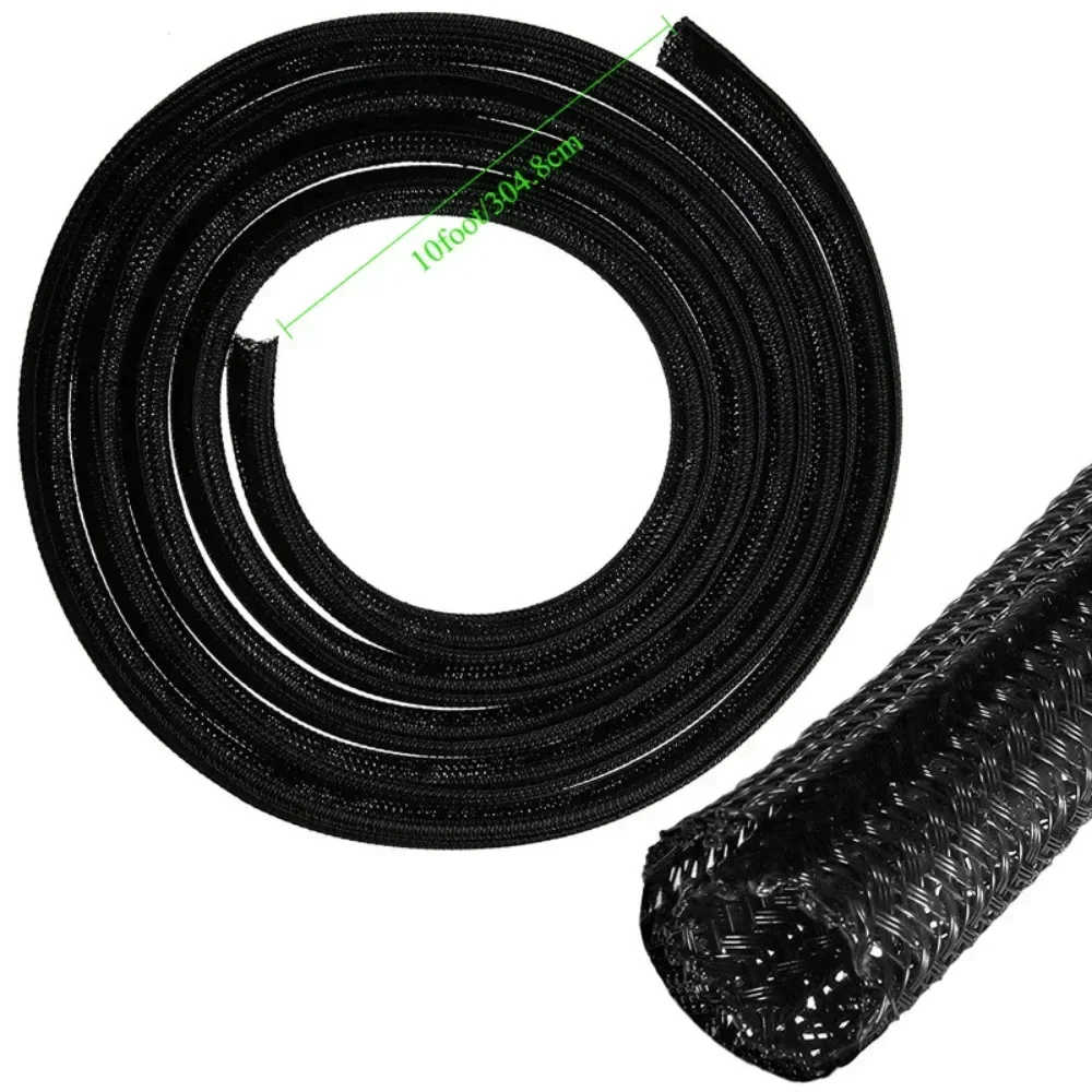 10ft - 1/2 inch Cord Protector Wire Loom Tubing Cable Sleeve Split Sleeving For USB Cable Power Cord Audio Video Cable - Black