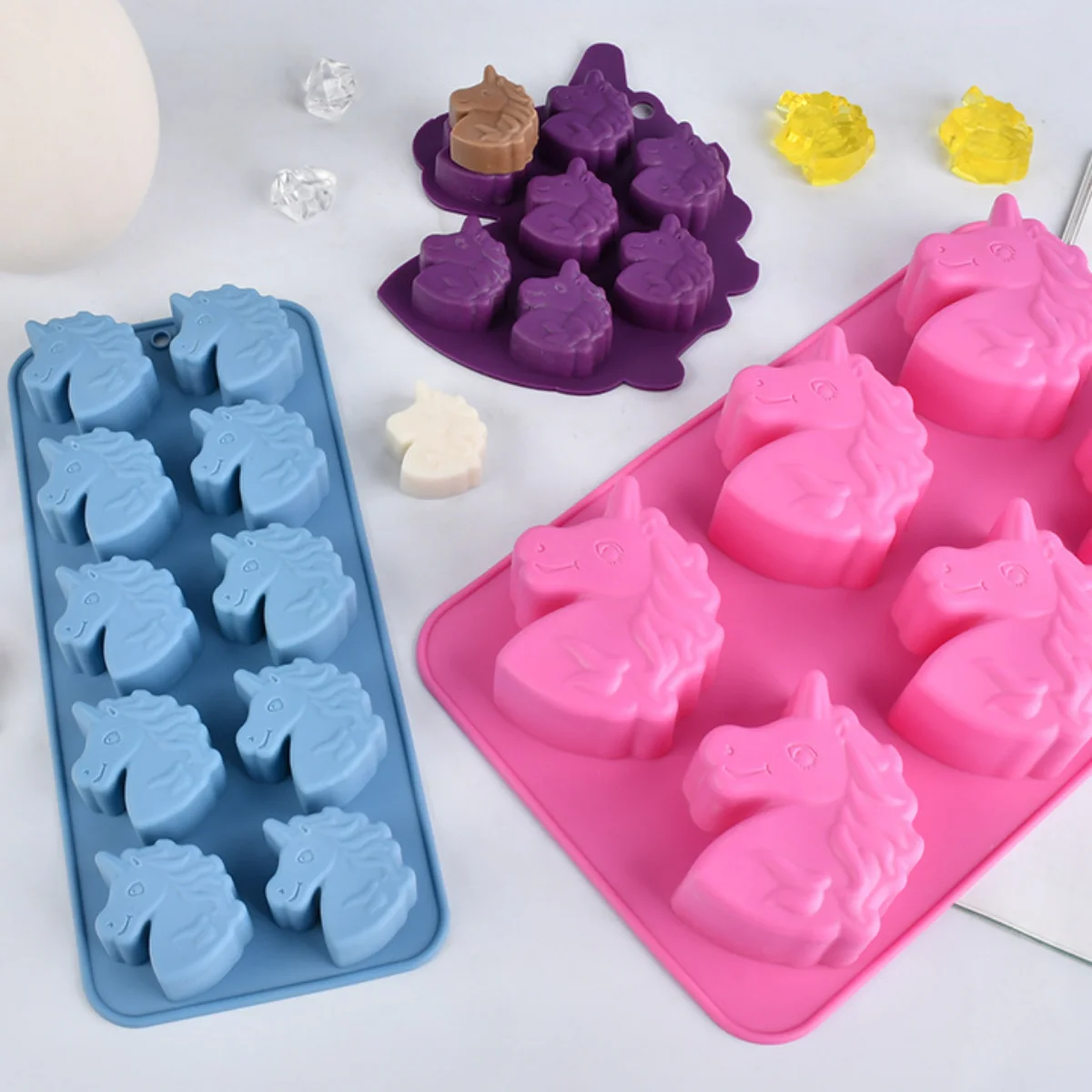 Creative Unicorn Baking Silicone Mold Horse Animal Chocolate Candy Biscuit Mould Candle Soap Making Ice Tray Mousse Cake Decor