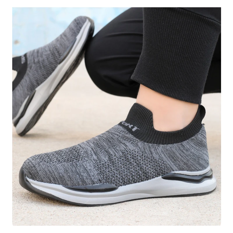 

Мужская повседневная дышащая рабочая обувь со стальным носком, защитные ботинки без шнуровки, летние защитные кроссовки с воздушной сеткой, рабочая обувь, защита