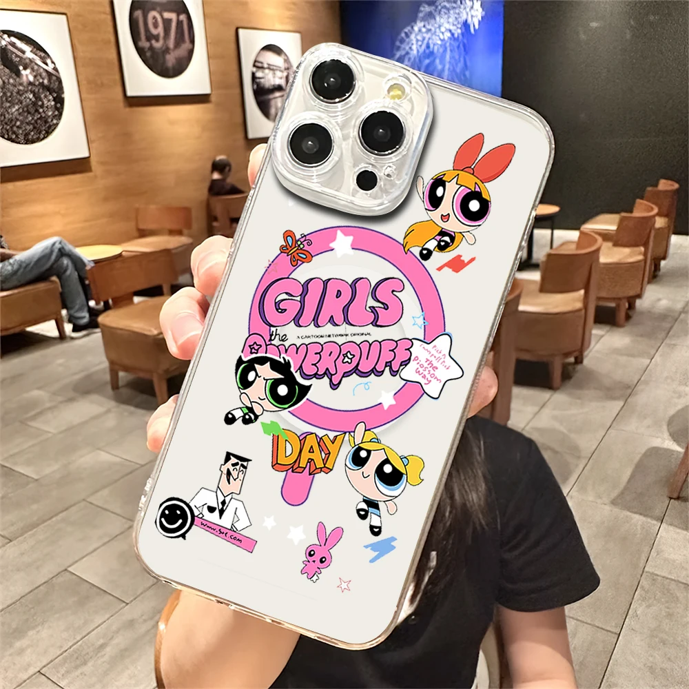 Cartoon Cool sisters BI Phone Case For iPhone 11 12 13 14 15 16 Pro Max Plus Magesafe Magnetic Transparent Charge Soft Shell