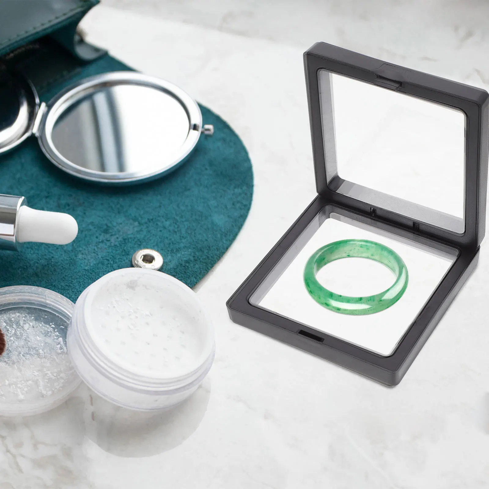 6 مجموعات من حامل عرض المجوهرات العائمة عالية الجودة ABS مادة البولي ايثيلين رفوف تخزين شفافة مقاومة للأكسدة للخواتم #6