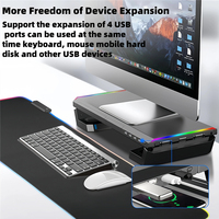 2025 New RGB Computer Stand with USB 3.0 Hub, 4-Port Monitor Stand for Desktop, Cool Lighting Laptop Stand for MacBook/PC/Gamers