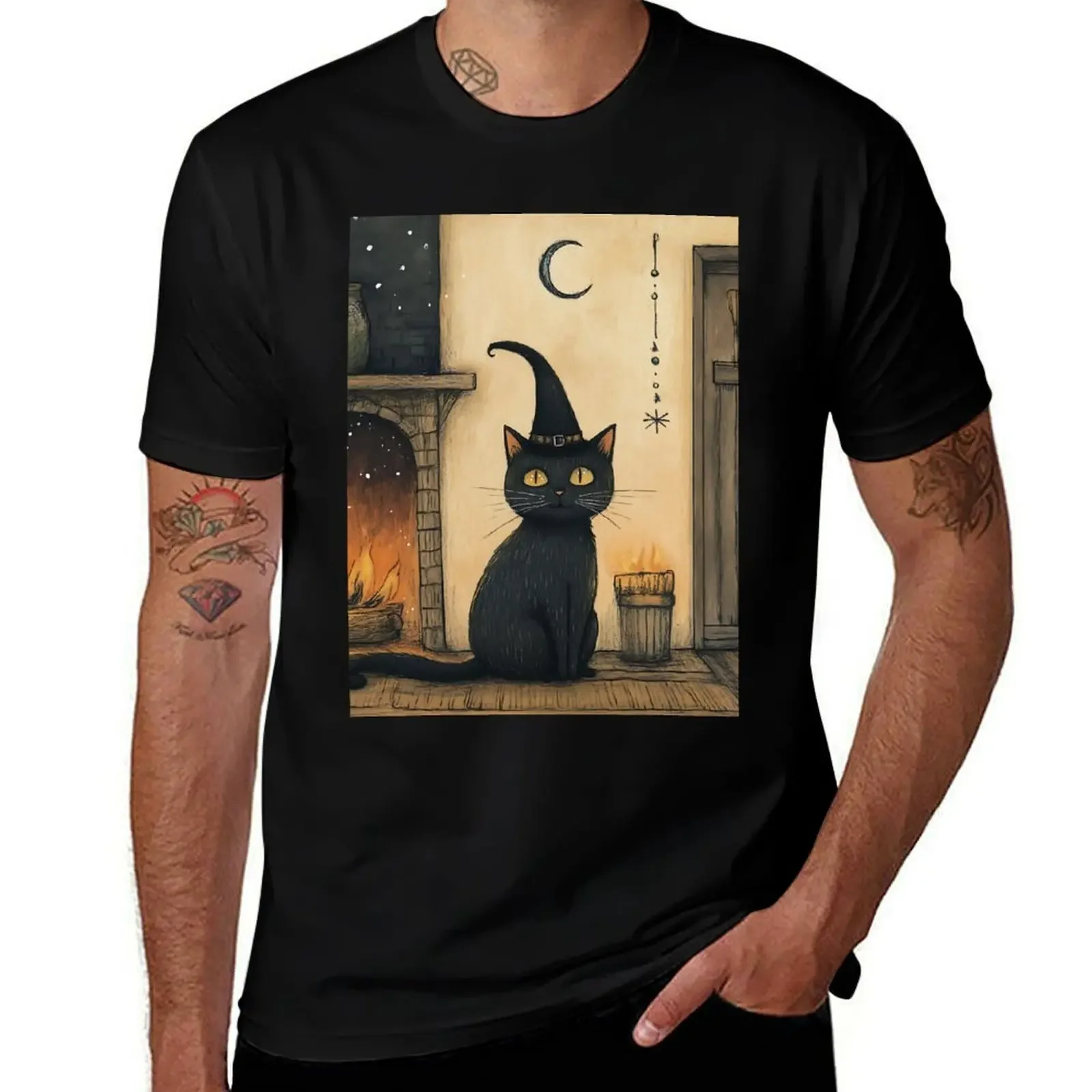 

Mystical Witch Black Cat T-Shirt oversize t-shirts man Funny t-shirt Anime t-shirt man t shirt Men's t-shirts