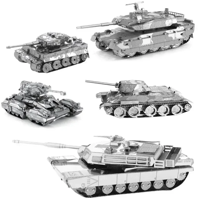 

Tank 3D DIY Metal Assembly Model Jigsaw Puzzle Creative Children Educational JS-2 Sherman Tiger Tank Toys Need Tools