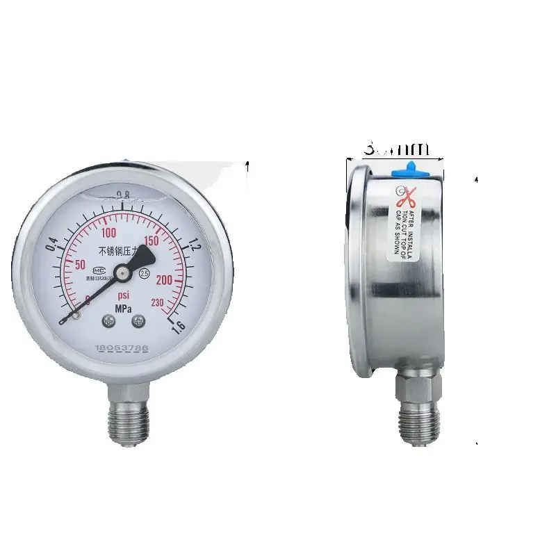 

Stainless steel pressure gauge YN60BF shock-resistant hydraulic pressure hydraulic pressure pneumatic hydraulic vacuum gauge 304