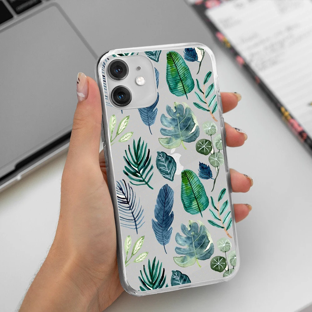 Summer Tropical Phone Cases for iPhone 15 Pro Max 11 12 13 ProMax X XR XSMax 7/8 14 Plus Mini Botanical Hawaii Soft Clear Cover