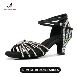 elegant woman heeled shoes latin Dance high heels Line sandals medium heel sneakers Female salsa Girl tango Dancewear Customized