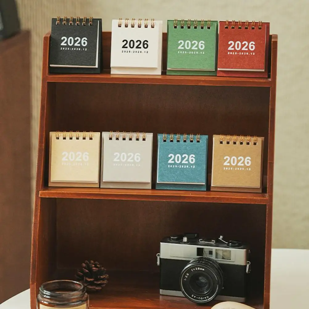 Desk Calendar for Office 2026 Mini Desk Calendar with Twin-wire Binding Monthly Small Desktop Planner Thick 250 Gsm for Home
