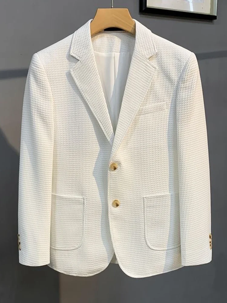 

Casual Luxury Briti Sle Men's Suit Jaet Faionable Slim Fit Busin Casual Wrinkle Free Single-breasted Coat