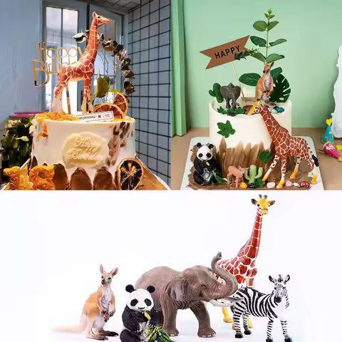 Giraffe Lion Tiger Elephant Cake Topper Animals Birthday Party Decor Cake Decor Baby Shower Kids Forest Jungle Safari Party Gift