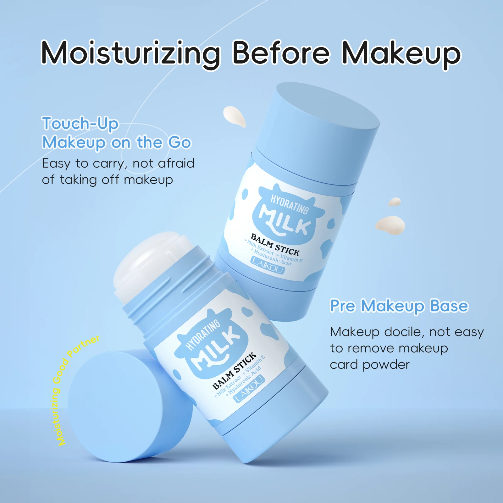 LAIKOU Milk Hydrating Balm Stick - Instant Moisture for Lips, Elbows & Knees 40g