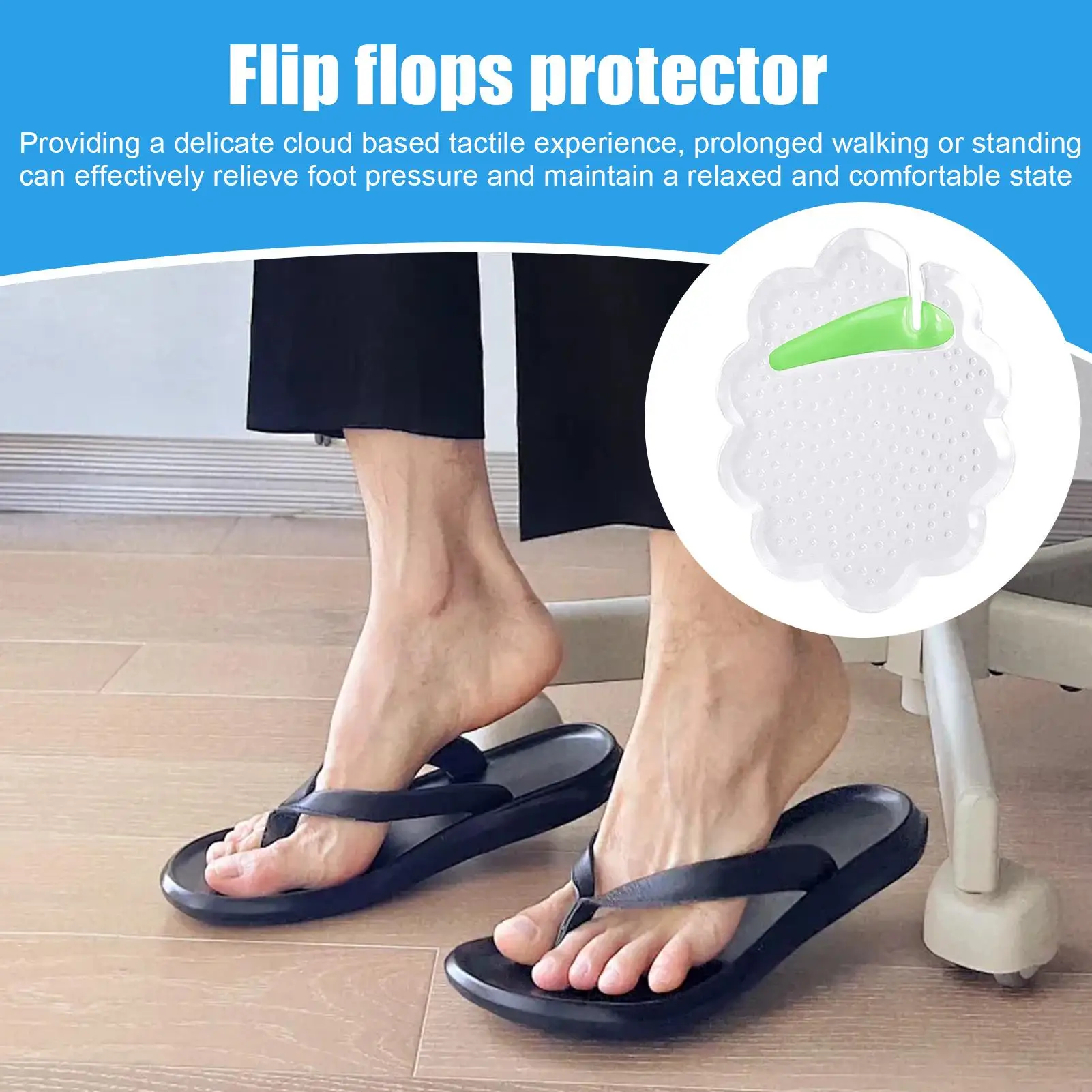 Protectores de dedos de sandalias tipo Tanga, cojín para sandalias tipo Tanga, almohadillas transparentes absorbentes de golpes, separadores lavables autoadhesivos