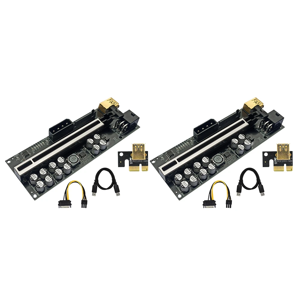 

2Pcs VER018 Plus PCI-E Riser 1X to 16X Riser Card GPU Riser Extender Card PCIE USB3.0 Cable for Bitcoin Mining ETH