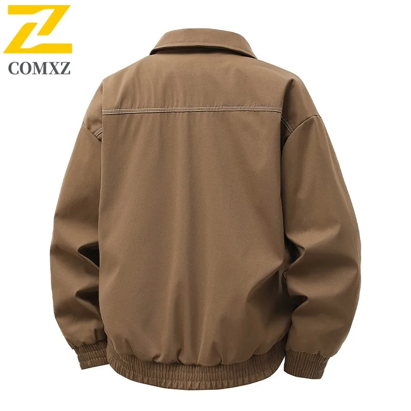 COMXZ 2025 Mens Square Collar American Vintage Workwear Jacket