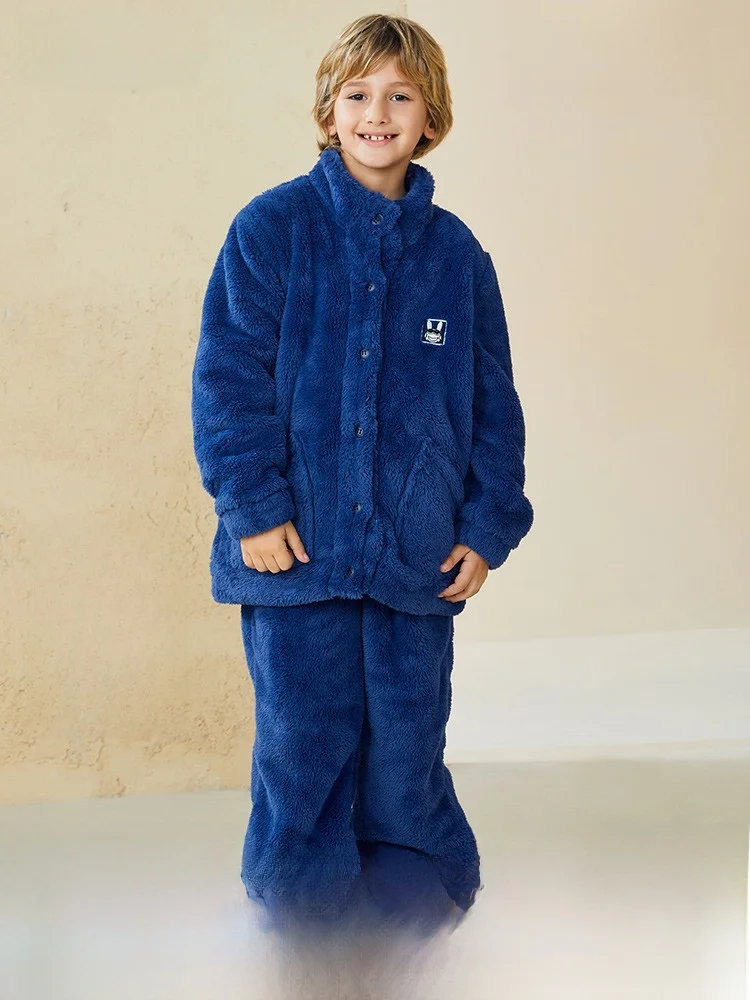 new-world-fly-boys'-spwear-coral-fce-thiened-winter-home-clothes-set-calore-pigiama-lungo-sve-per-ragazzi-adolescenti