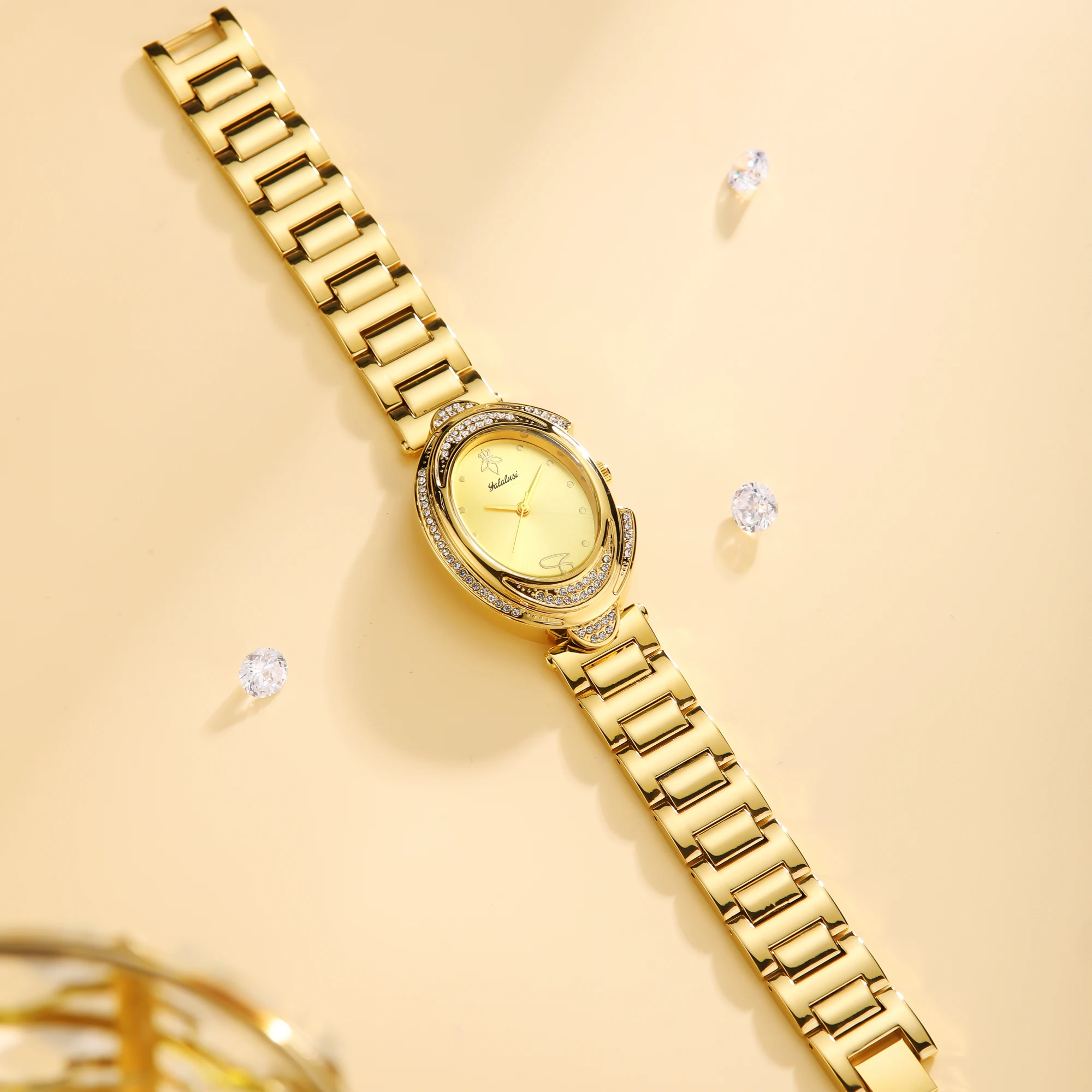 Ladies' Watches Luxury Brand Oval Quartz  Women Vintage Elegant Waterproof Golden Steel Bracelet Wristwatch Pigeon Egg Oval Dial