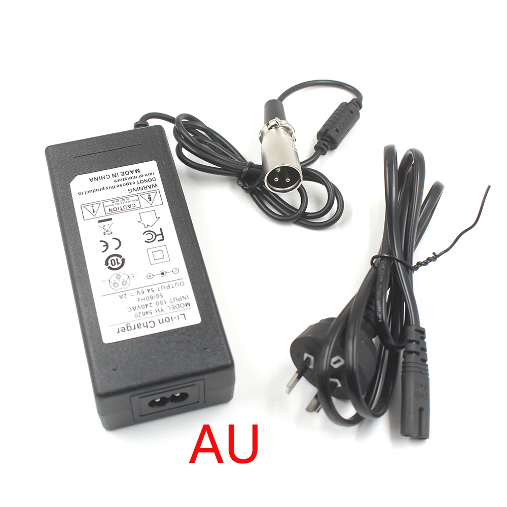 54.6V 2A Lý Ion Sạc 48V 13S Pin Li-ion DC Ổ Cắm/Cổng Kết Nối Sạc XLR 3P