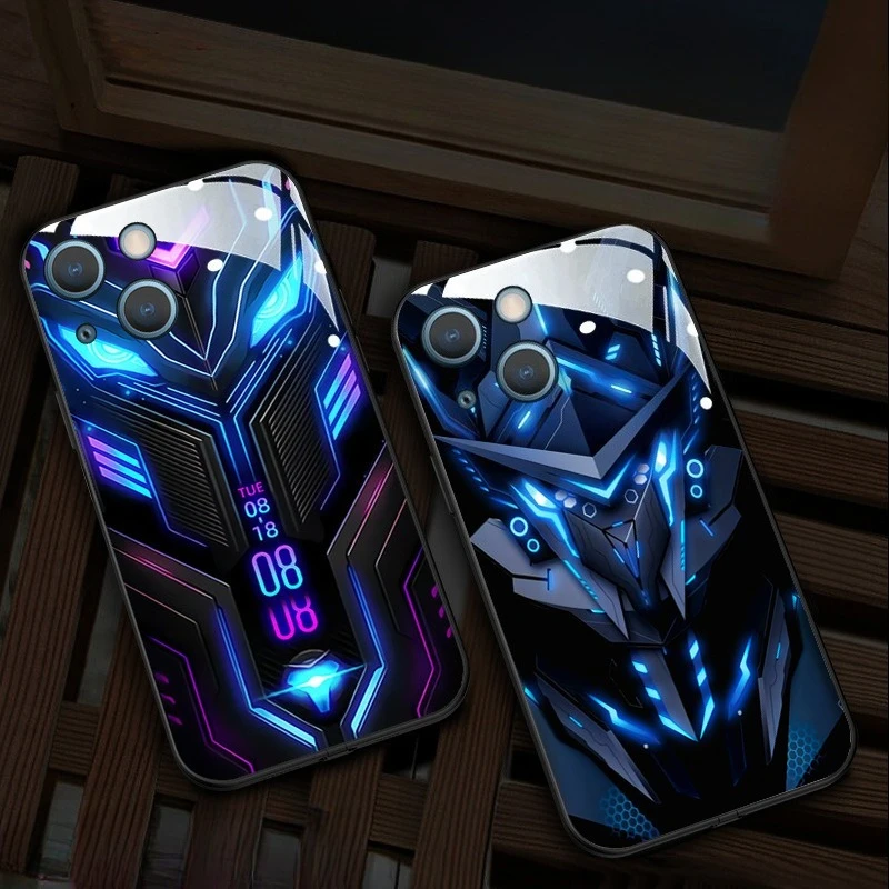 

For Iphone 16 15 14 13 12 11 Pro Max Plus Lighting Glass Phone Case for Iphone16 16promax Glitter Shell Protective Back Cover