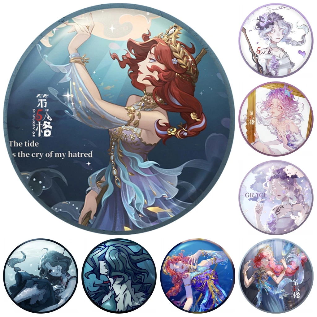 

58mm Game Identity Ⅴ Naiad Grace Cosplay COSTUME Badge Pin SPTE Tinplate Brooch Prop