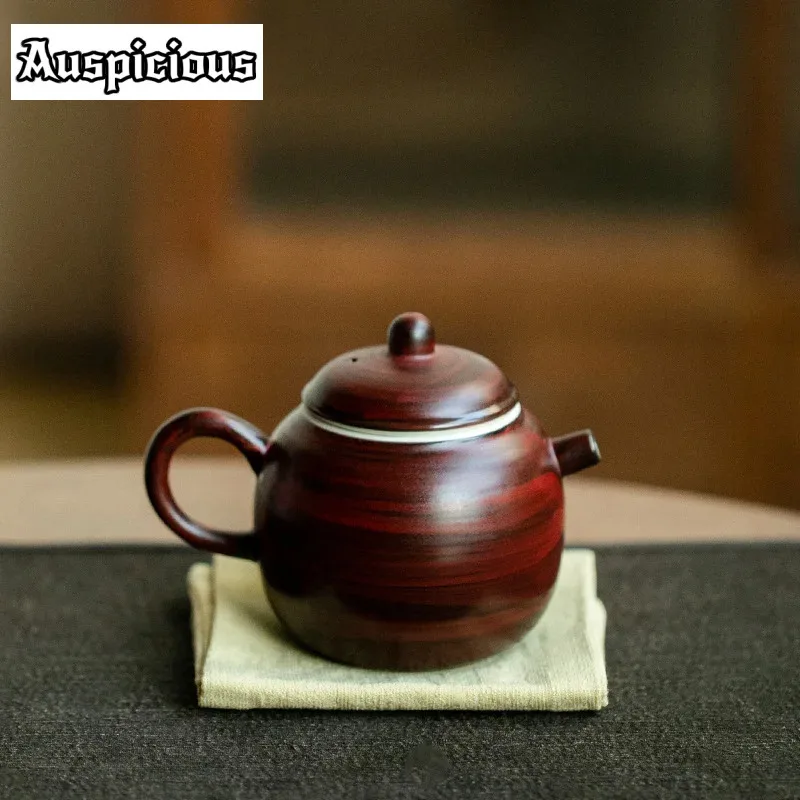 

150ml Handamde Powder Yin Red Teapot Retro Coarse Pottery Pot Tea Soaking Kettle with Ball Hole Tea Cafes Supplies Ornaments