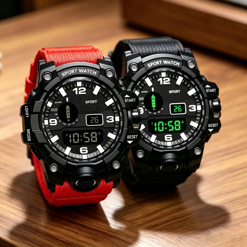 NEW Luminous Men Sport Watch High End Rubber Strap Military Wrist Watch Led Calendar Waterproof Digital Watches for Man Teen