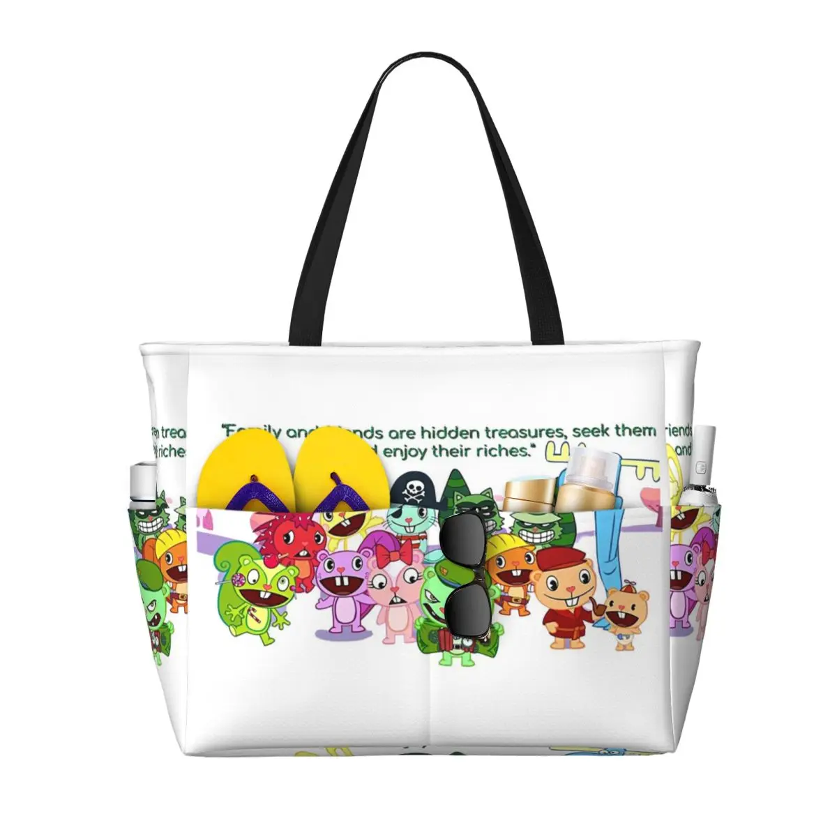 Happy Tree Friends Family Beach Tote Bag Sport Gym Yoga Duffle Large Tote Bag Women Travel Bag Fitness bag