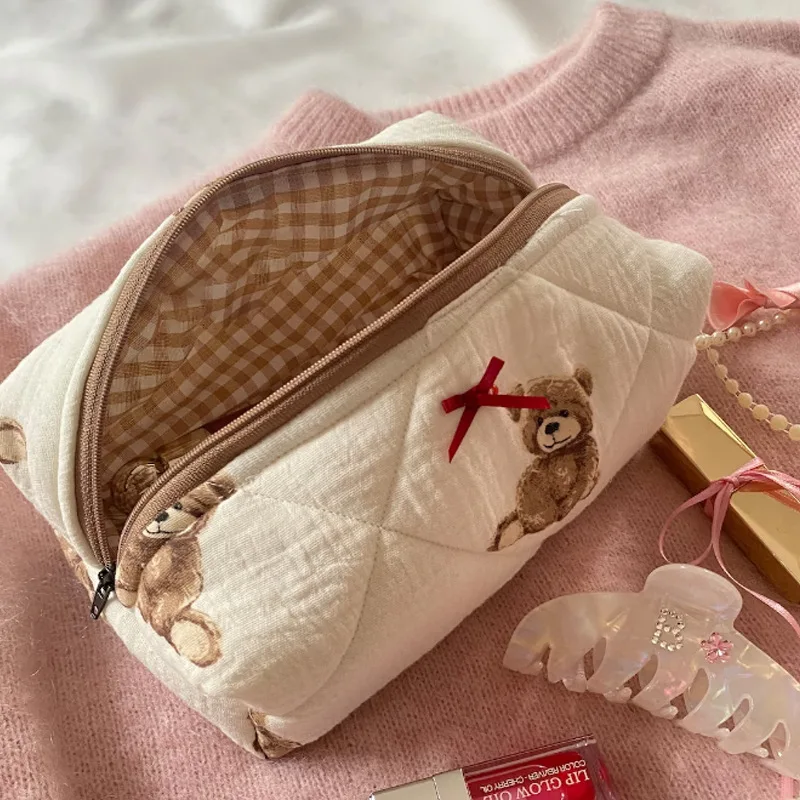 Kosmetiktasche für Damen, kawaii Teddybär-Make-up-Tasche, Make-up-Aufbewahrungstasche, Make-up-Tasche mit Cartoon-Print, Trousse Fashion Maquillage Femme – Detail 4