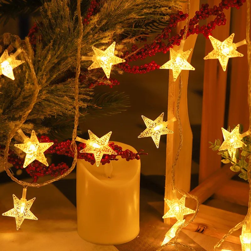 2023 Christmas Decoration LED String Lights Indoor Party Atmosphere Room Battery Star Lights Outdoor Festival Curtains 247