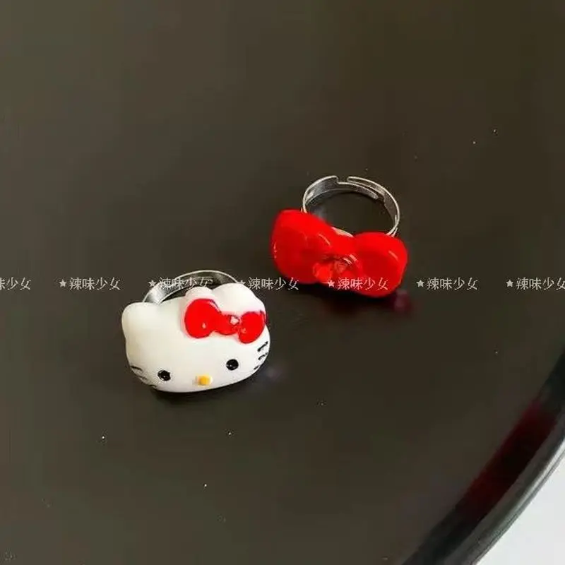 Spicy Girl subculture HelloKitty cartoon cute metal ring niche retro sweet cool opening adjustable ring