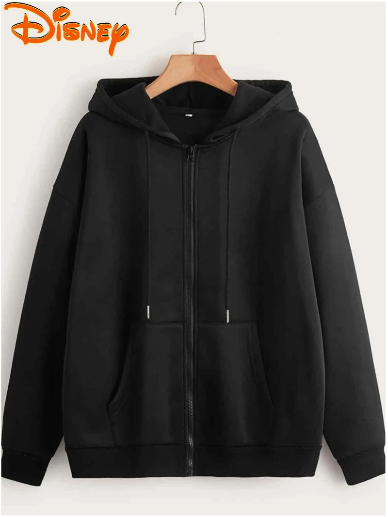 Disney Mickey en Minnie print damesmode hoodie herfst en winter print ontwerp rits capuchon casual damestop