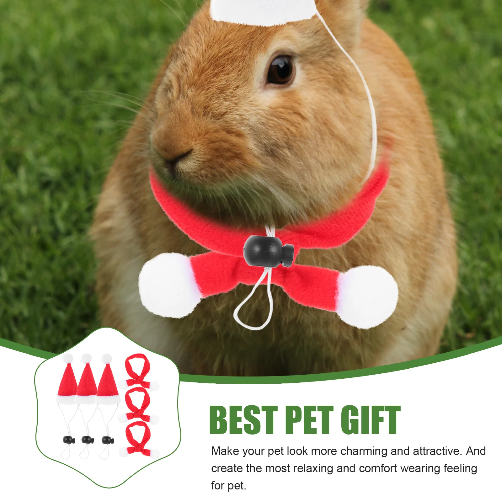 

6Pcs Xmas Pet Hat and Scarf Set Christmas Costume Supplies Party Accessories Dog Cat Holiday Outfit Decoration