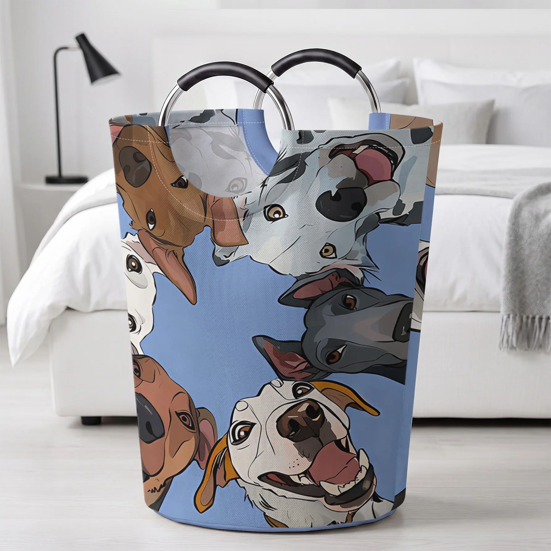 Cartoon Multiple Dogs All‑Over Print Handheld Storage Basket, For Laundry, Bedroom & Home Sundries Storage