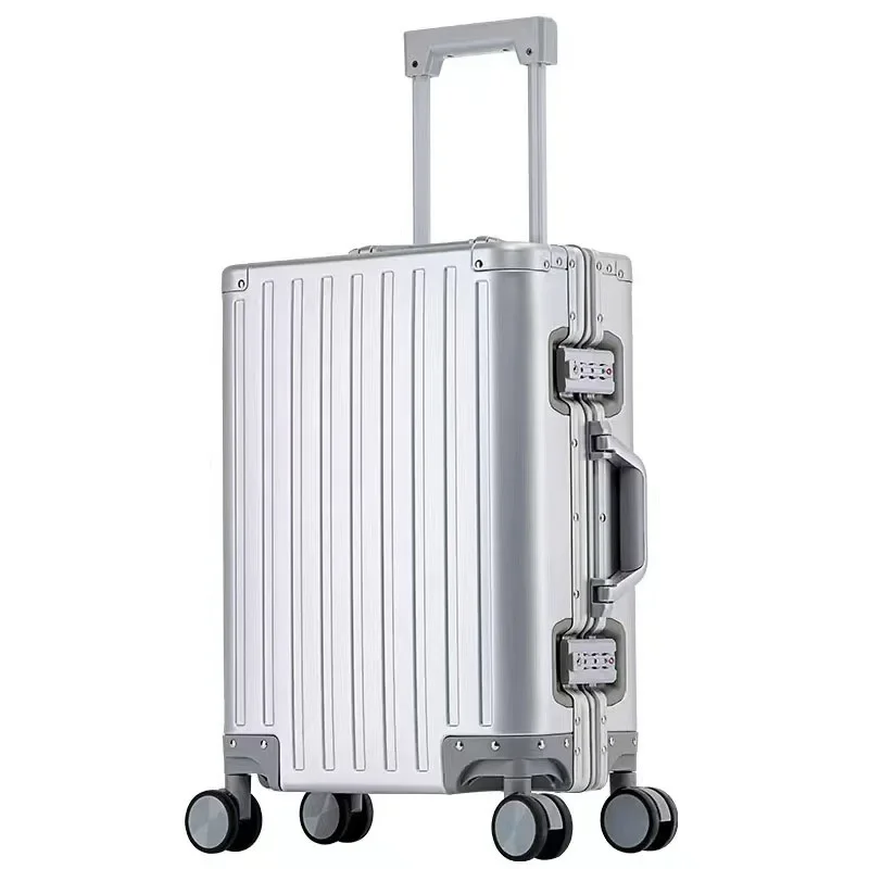 100% alumínio bagagem transportadora 20/24/29 "rolamento bagagem hardside malas cabine carry-on saco de viagem feminino senha trole caso