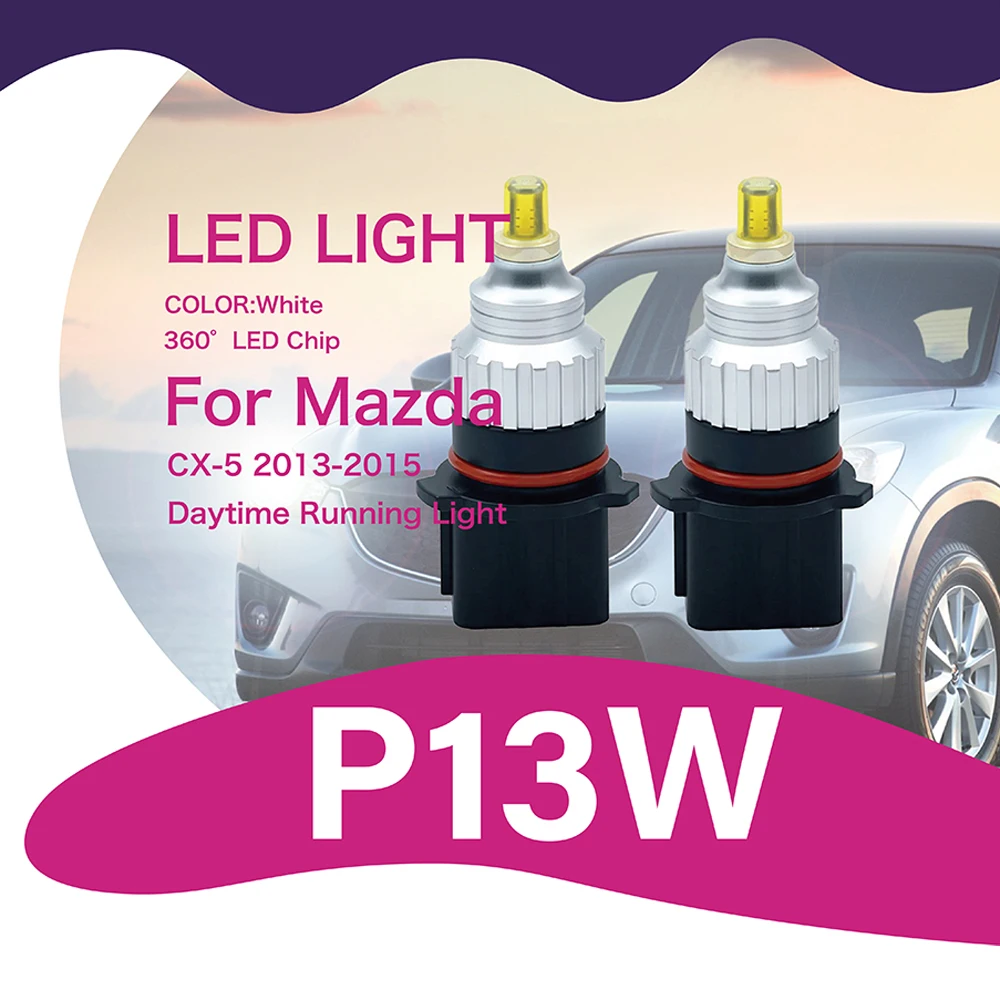 2Pcs/set LED COB Daytime Running Light P13W 12277 SH23W for Mazda CX-5 2013-2015 High Light Auto Day Light