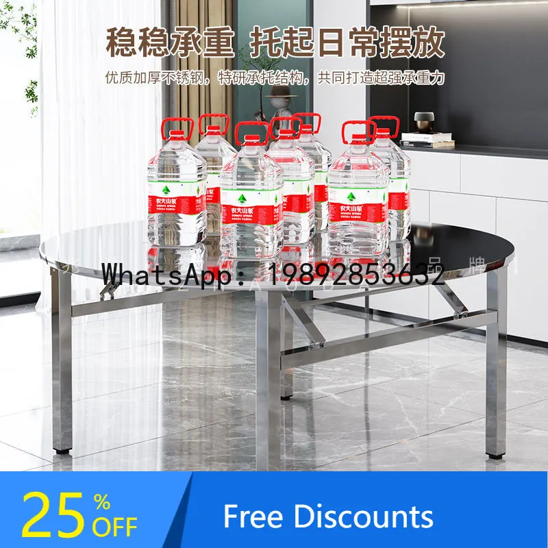 

Modern Folding Stainless Steel Dining Table and Chairs Outdoor Convenient Round Table with Turntable Multi-Functional