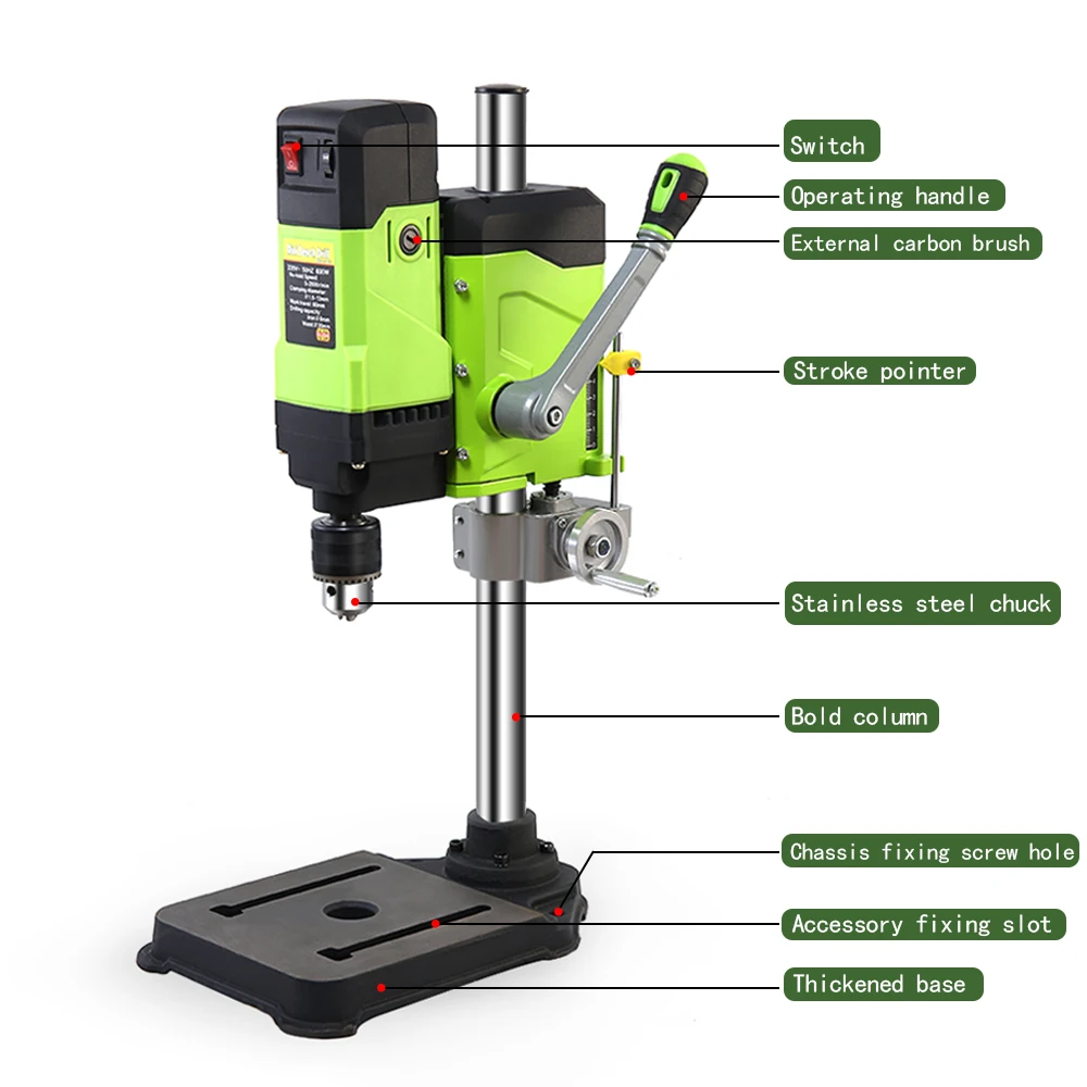 ALLSOME 6-Speed 800W Benchtop Drill Press Drilling Machine BG-5167