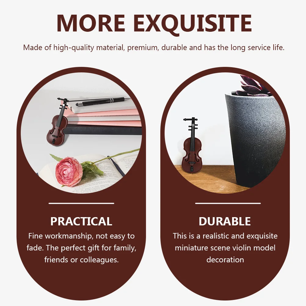 

24Sets Mini Violin Ornament Retro Musical Instrument Decor Creative Design Desktop Accessories Christmas Mini Violin Model