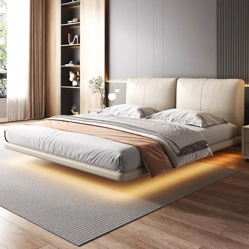 

220x200cm 180x200cm 150x200cm Luxury Floating Double Bed Frames With Led Base Lit Luxe King Size Double Bed Bedroom Furniture