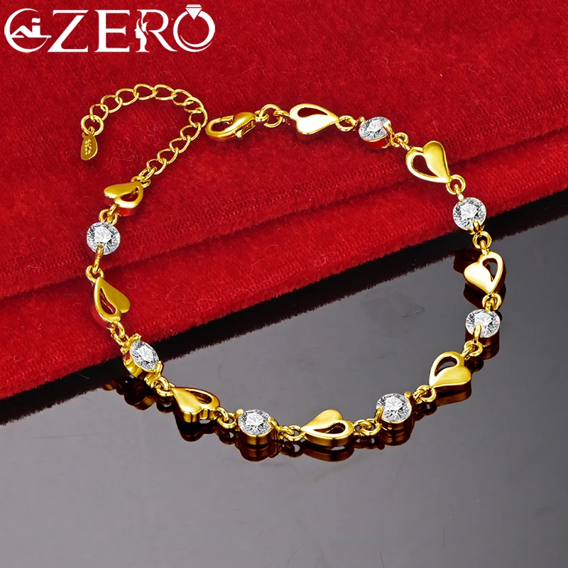 ALIZERO 18K złote serce AAA bransoletka z cyrkonią dla kobiety ślub przyjęcie zaręczynowe moda Charms biżuteria