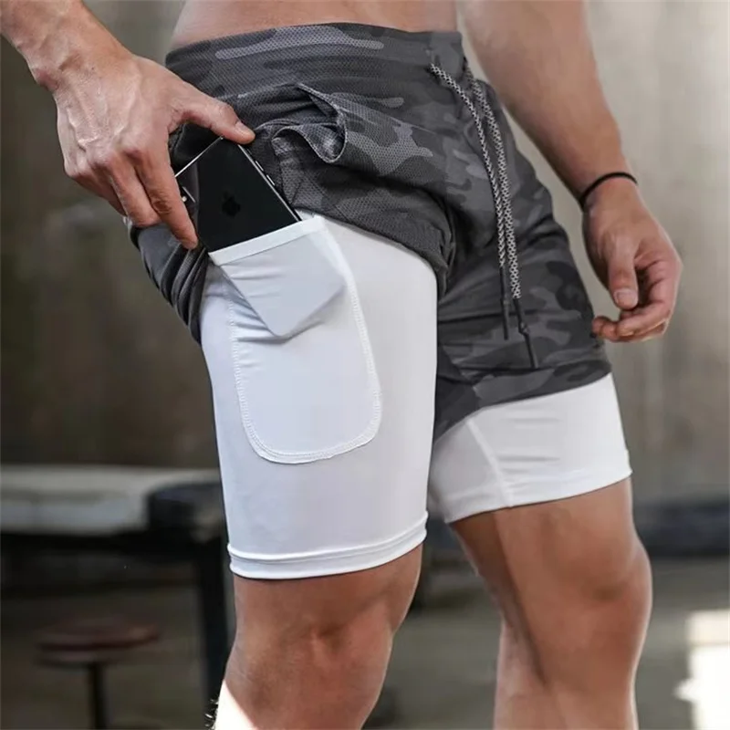 2023 NEW 16 Colors Running Shorts Men 2 in 1 Sport Shorts double-deck Quick Drying Summer mesh men Shorts Jogging Gym Shorts men