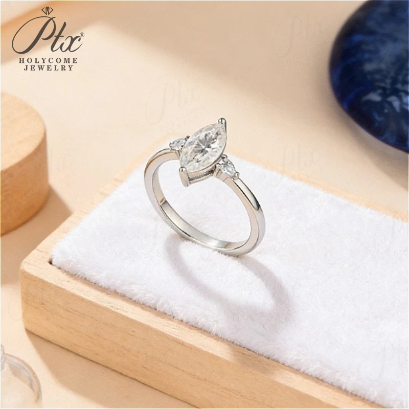 Moissanit-Ring Marquise 1CT D-Farbe 925 Sterling Silber 18K Gold Plattiert Verlobungsring Ehering Charm-Schmuck für Damen Großhandel – Detail 11
