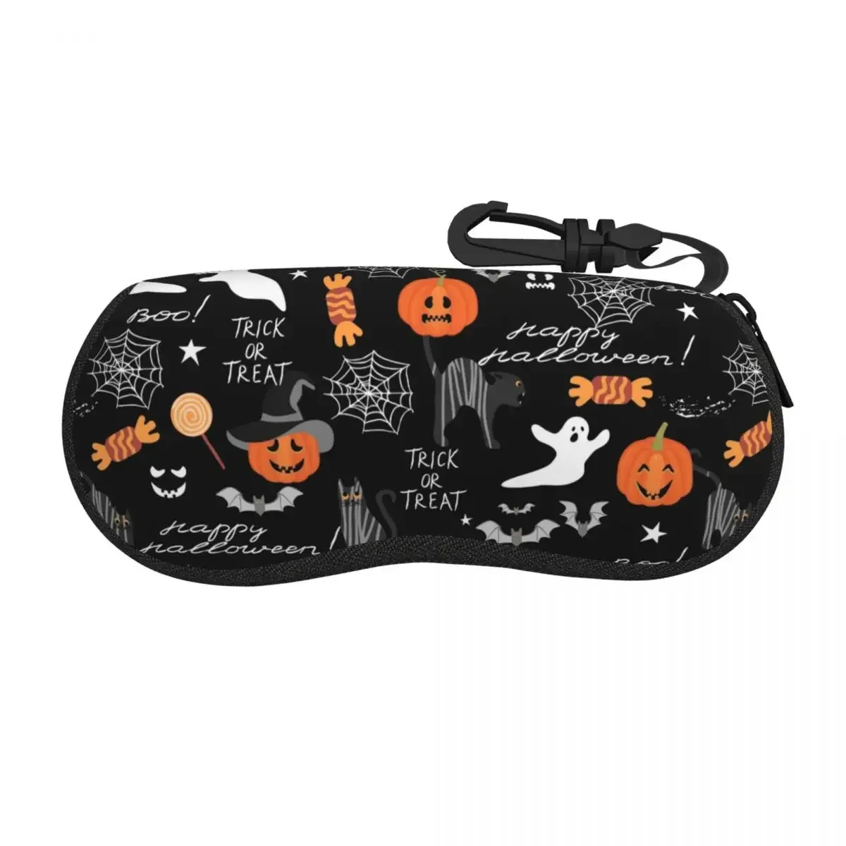 Custom Halloween Pumpkin Ghost Cats Eyeglass Glasses Case Women Men Soft Sunglasses Protective Bag