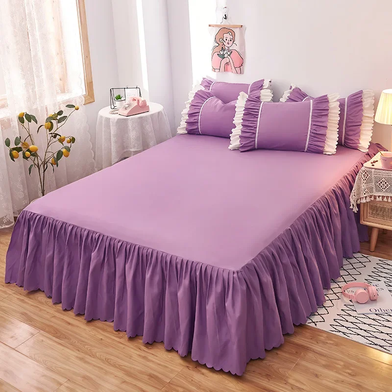 Lotus leaf edge skin-friendly abrasive bed skirt single piece 1.8x2.0x2.2 bed cover dust cover skirt 1.2/1