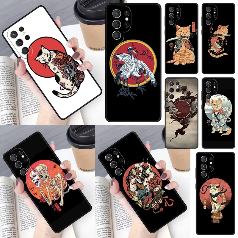 Japanese Style Tiger Cat Shiba Inu Phone Case for Samsung Galaxy S26 Ultra S25 S24 S23 S22 S21 S20 Note10 Plus FE Cover Luxury